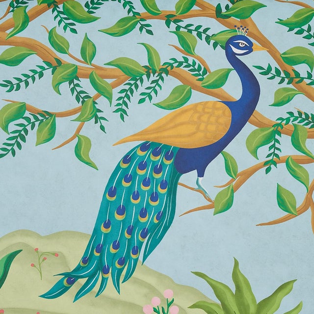 Schumacher Sample - Schumacher Finches Jungle Panel Set in Verdant For Sale - Image 4 of 7