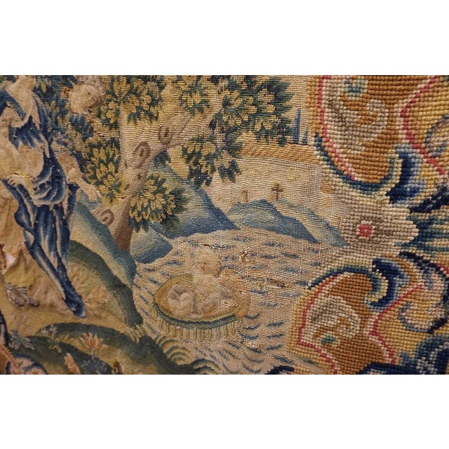 Mid-18th Century English Biblical Needlepoint With Story of Moses Beingby Bithiah in the Nile. For Sale - Image 9 of 12
