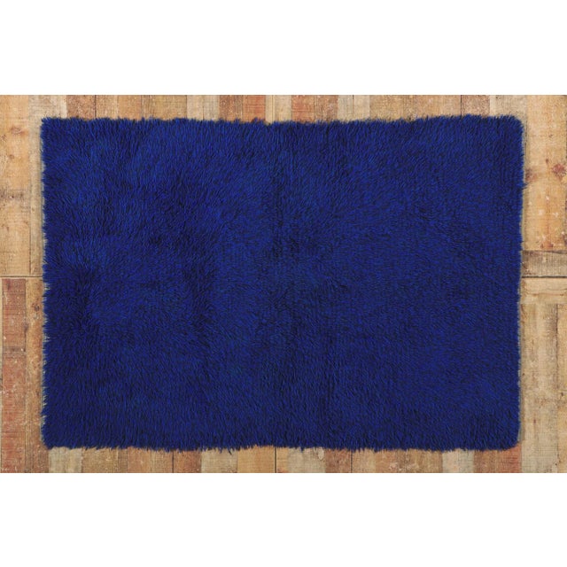Blue Vintage Swedish Rya Rug - 03'09 X 05'07 For Sale - Image 8 of 9