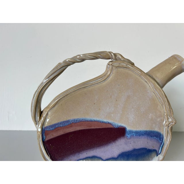 Ceramic 90's Vintage Art Pottery Pitcher Vase, Signed For Sale - Image 7 of 10