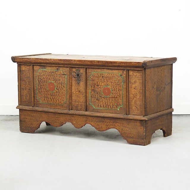 Mid 18th Century Painted Bridal Chest, 1737 For Sale - Image 5 of 12