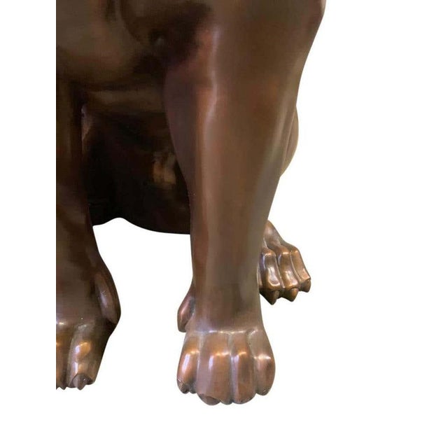 Cast Bronze Sitting Lions, 20th Century, Set of 2 For Sale - Image 8 of 11