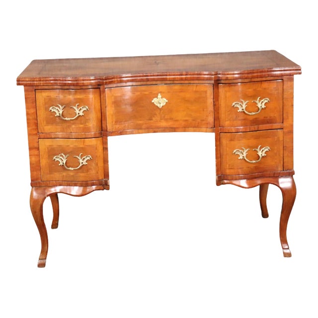 Inlaid Continental Louis XV Style Walnut Writing Desk circa 1920s For Sale
