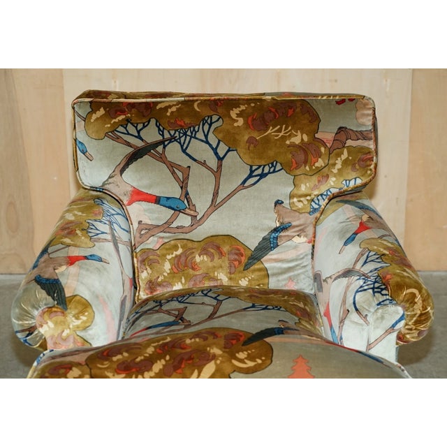 New George Smith "Flying Ducks" Upholstered Armchairs & Ottoman Footstool For Sale In Dallas - Image 6 of 18