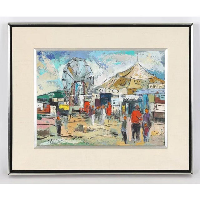 George Schwacha Jr, Modernist Oil Painting George Schwacha Brooklyn Street Scene Fruit Market WPA, c.1940's For Sale - Image 14 of 16