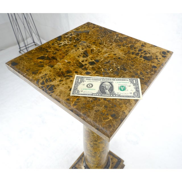 Brown Neoclassical 14" Square Top Tapered Column Pedestal Stand Lamp Table MINT For Sale - Image 8 of 12