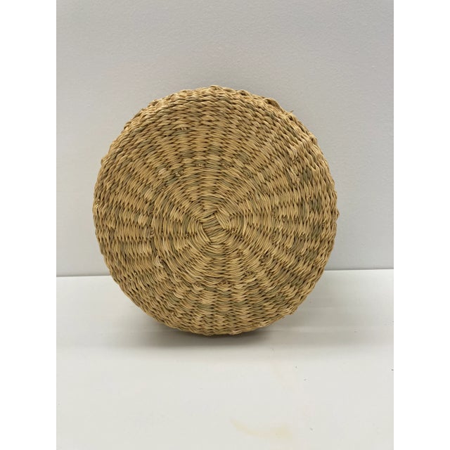 2020s Storage Basket With Lid Handwoven Lace Grass For Sale - Image 5 of 8