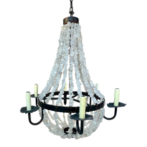 Vintage Iron and Rock Crystal Empire Chandelier