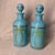 These are vintage French Portieux Vallerysthal blue opaline glass perfume bottles/decanters featuring matching stoppers...