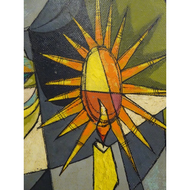 Mid 20th Century Cubist Oil Painting of a Nun with Candle, Framed For Sale - Image 9 of 13