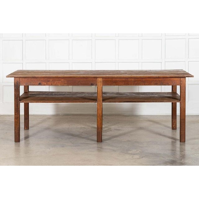 Brown Large Antique English Pine Bakers Worktable, 1890 For Sale - Image 8 of 15