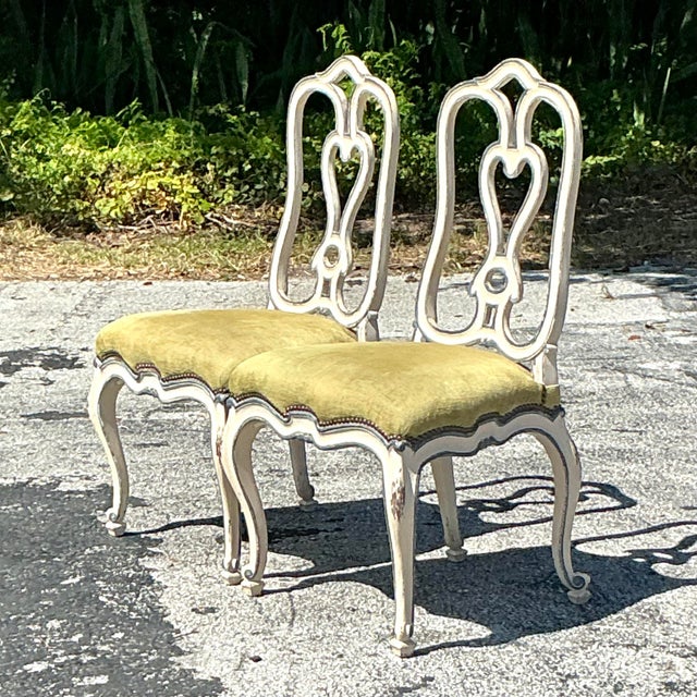 Late 20th Century Vintage Regency Niermann Weeks Queen Anne Scroll Dining Chairs - Set of 2 For Sale - Image 5 of 10