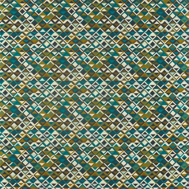 Harlequin Boka Fabric in Charcoal/Marine/Zest - a Sample For Sale