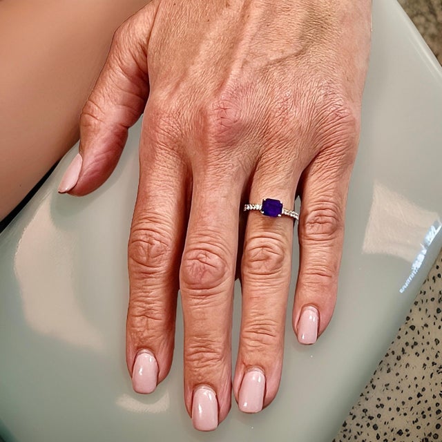 Traditional Natural Sapphire Diamond Ring 6.5 14k W Gold 1.99 TCW Certified, Size 6.5 For Sale - Image 3 of 15