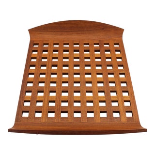 Large Teak Lattice Work Serving Tray For Sale