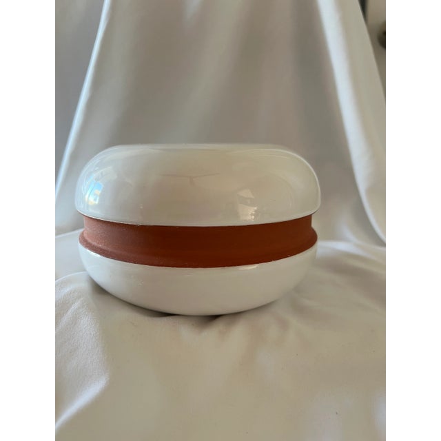 Mid-Century Modern Mid Century Modern White Round Vase Made in Portugal For Sale - Image 3 of 7