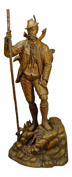 A Large Black Forest Poacher With Chamois Height 54' Inches