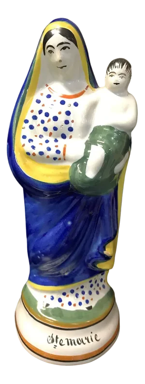 Antique Holy Mary Figurine in Earthenware, 1890s