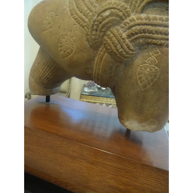 18th or 19th Century Khmer Stature of Warriors on Custom Black Lacquered Pedestal For Sale - Image 4 of 11