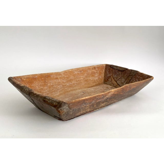 Brown Rustic Turkish Wood Dough Bowl For Sale - Image 8 of 12