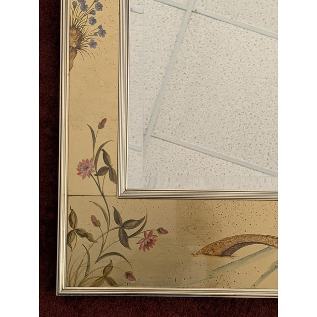 Labarge LaBarge Hand-Painted Chinoiserie Églomisé Wall Mirror, Model No. 1045 For Sale - Image 4 of 11