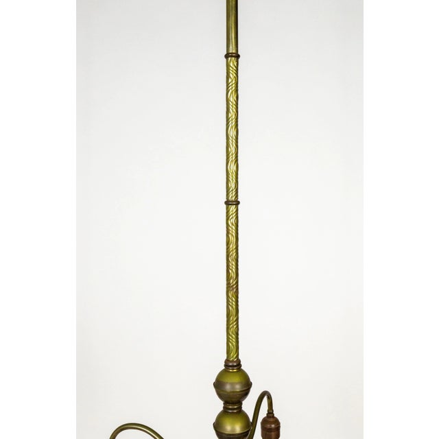 Victorian Brass Chandelier With Floral Ball & Bellflower Glass Shades For Sale - Image 12 of 13