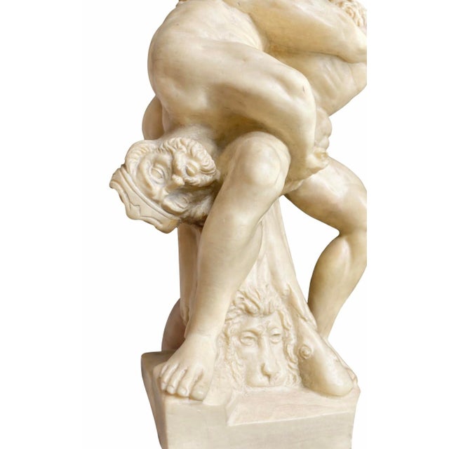 Stone Mid-20th Century Italian Alabaster Sculpture of Hercules & Diomedes by Gino Ruggeri For Sale - Image 7 of 8