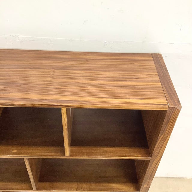 Modern Zebrawood Cubby Shelf With Chrome Sled Base, Fits Vinyl Records For Sale In Philadelphia - Image 6 of 18