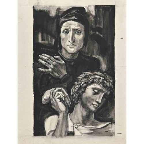 The Compassion is a drawing in watercolor and ink realized by Albert Decaris in the mid-20th Century. In good conditions...