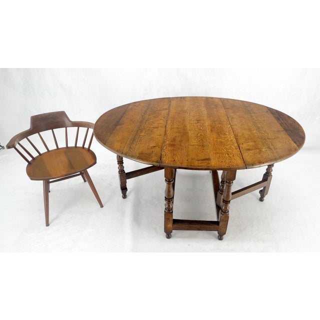 Solid Tiger Oak Oval Drop Leaf Gate Leg Dining Table Clean! For Sale - Image 18 of 18