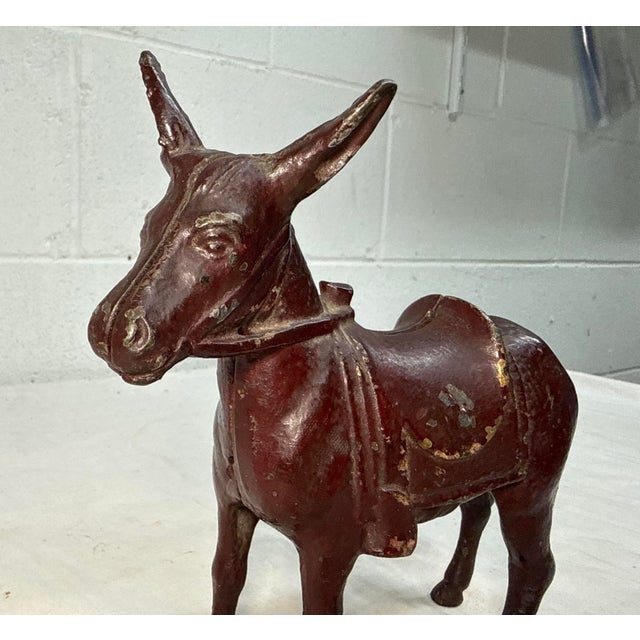 Antique 1920's Ac Williams Hand Painted Cast Iron Donkey Coin Penny Still Bank For Sale In New York - Image 6 of 14