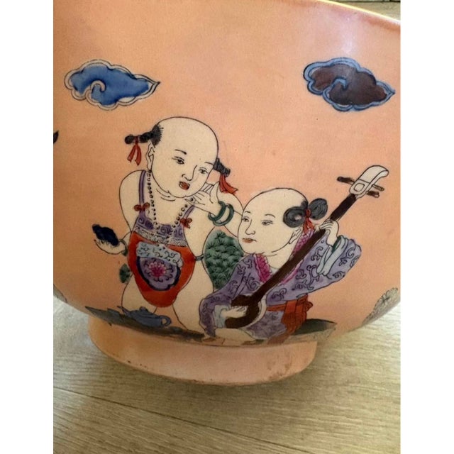 XL Decorative Oriental Bowl Ft. Folk Musicians For Sale - Image 4 of 7