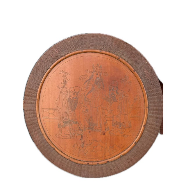 Antique Chinese 2 Tiered Wedding/Dowry Lacquer Rattan Box With Brass Fixtures 14" X 14" X 18" For Sale - Image 4 of 6