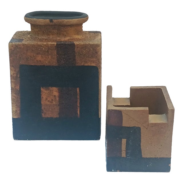 Ceramic Vase and Catchall from Bitossi, Italy, 1970s, Set of 2 For Sale