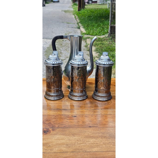 Vintage Silver-Plated Pitcher & Tankard Set - Mid-Century Modern Barware or Tea Service For Sale - Image 14 of 18