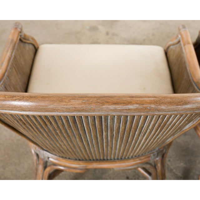 Pair of McGuire Style Organic Modern Rattan Barrel Chairs For Sale - Image 10 of 12