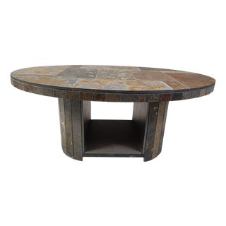 Vintage Brutalist Oval Coffee Table, 1970s For Sale