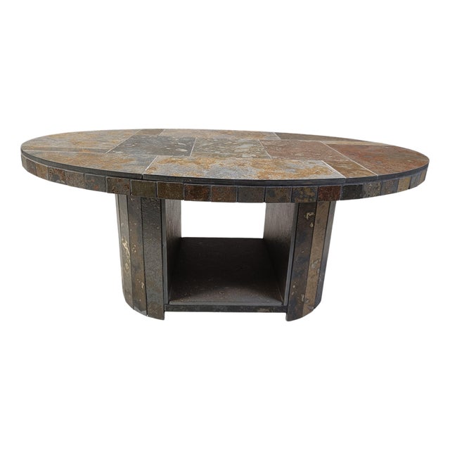 Vintage Brutalist Oval Coffee Table, 1970s For Sale