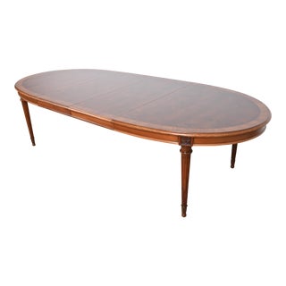 Karges French Regency Louis XVI Burled Walnut Extension Dining Table, Newly Refinished For Sale