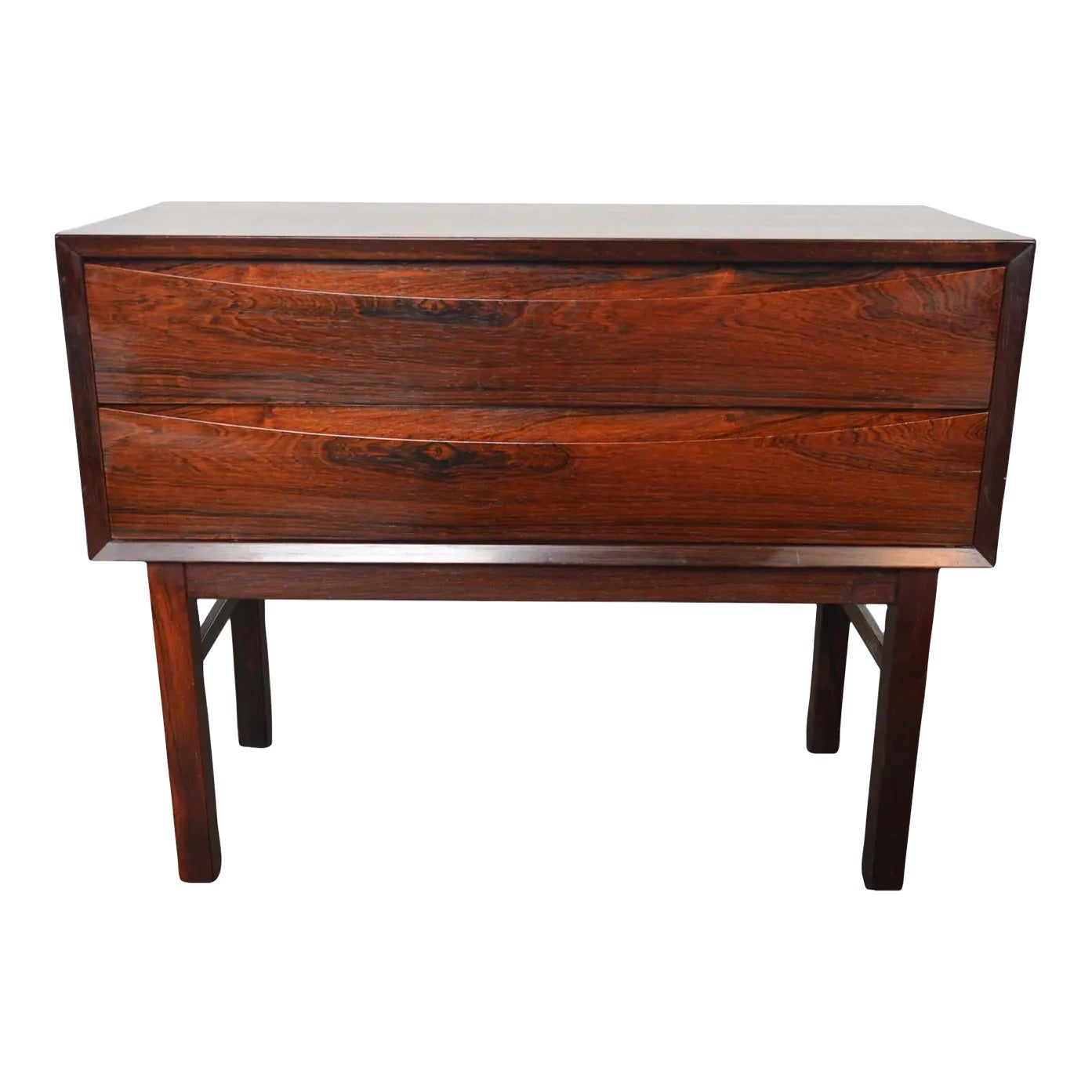 Danish Modern Two Drawer Rosewood Hallway Chest | Chairish