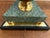 1980s Art Deco Revival Marble and Brass Bankers Lamp For Sale - Image 9 of 11