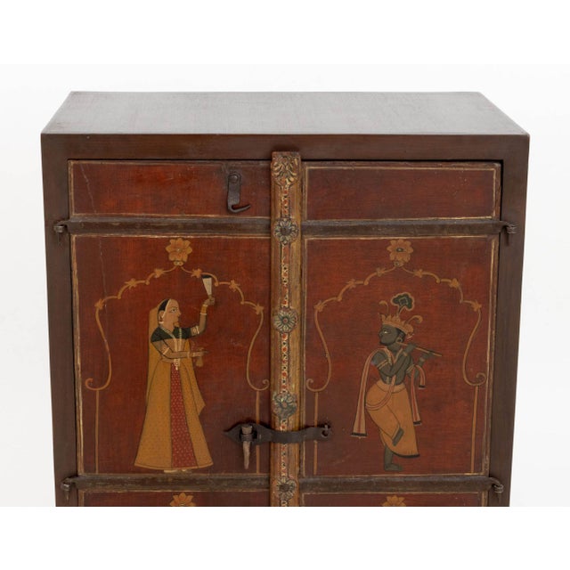 Indian Paint-Decorated Two-Door Cabinet For Sale - Image 4 of 9