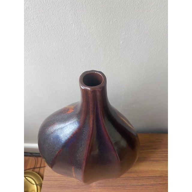Mid-Century Modern Mid-Century Modern Handmade Lustrous Artisan Pottery Vase For Sale - Image 3 of 11