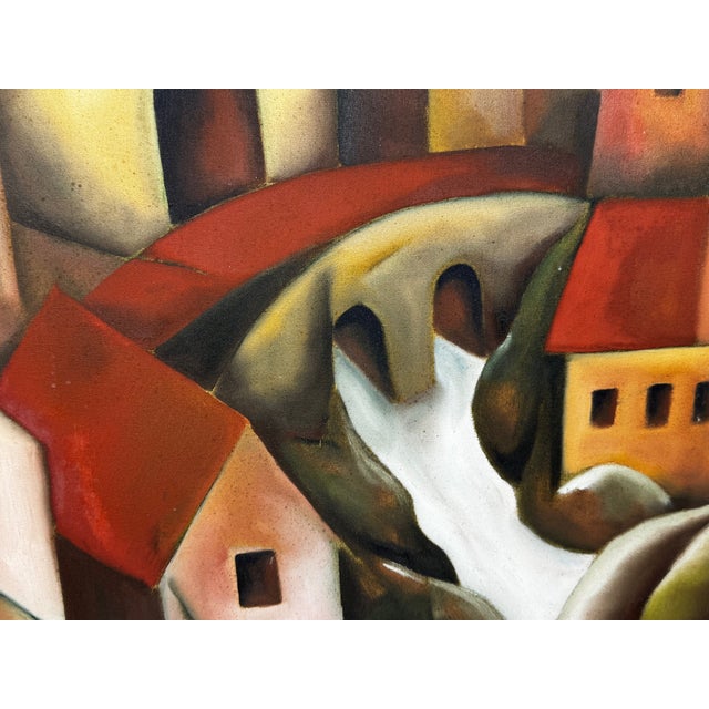 Terry Kane (Terence Matthew Kane, 1970–2015) After Picasso (Cubist-Influenced) Cascading Hillside Village Original Oil on Canvas, 2002 For Sale - Image 10 of 18