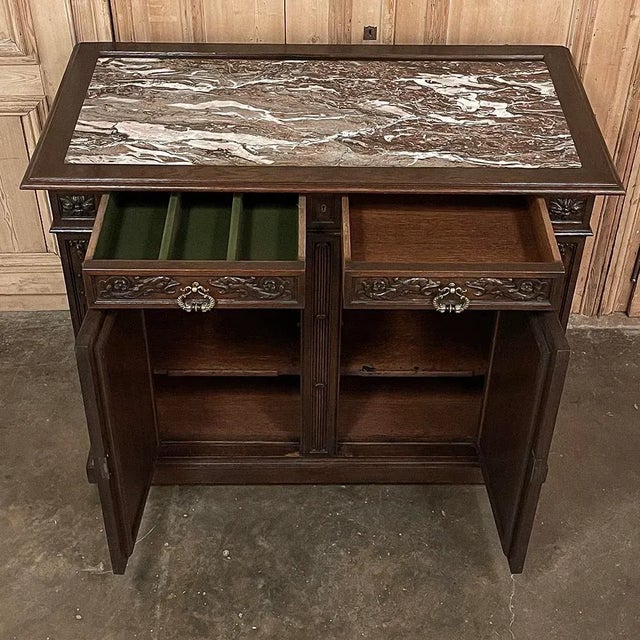 Burnt Umber 19th Century French Henri II Renaissance Revival Marble Top Buffet For Sale - Image 8 of 15