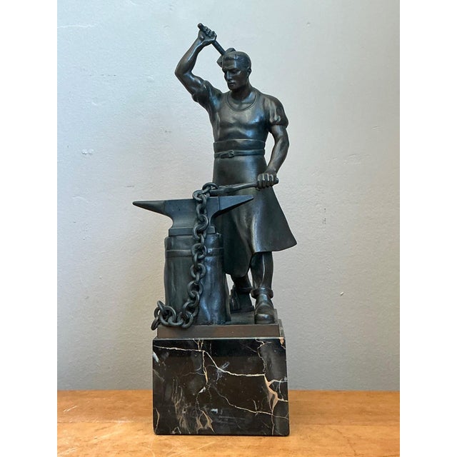 Vintage Bronze Blacksmith Sculpture For Sale - Image 13 of 14