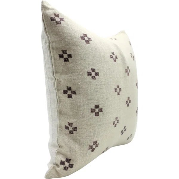 Industrial Fabdivine Artistic Cushion Cover 14x14 Inch Floral Prints on Thick Linen- Barfi For Sale - Image 3 of 4
