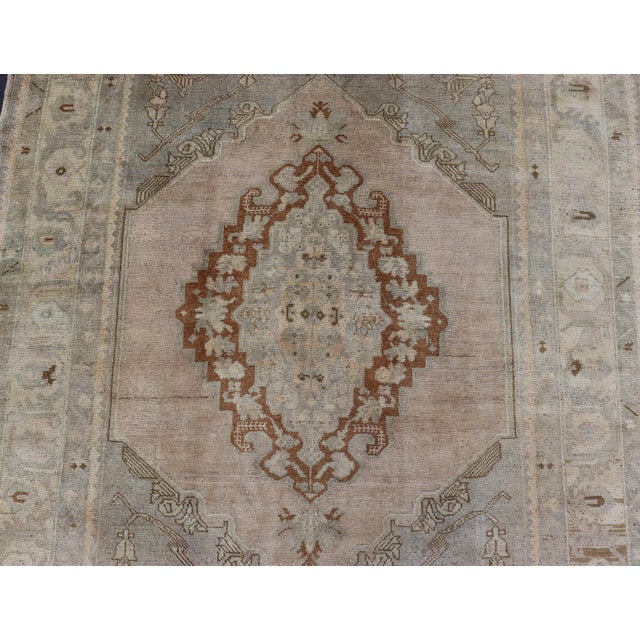Taupe Turkish Oushak Rug With Muted Colors in Taupe, Gray, Ice Blue and L.Green For Sale - Image 8 of 15