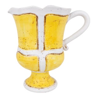 1970s Mid-Century Italian Hand-Painted Pottery Pitcher For Sale