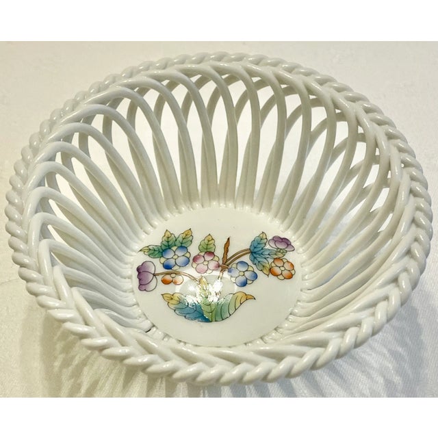 Lovely small basket in the famous Queen Victoria pattern but renowned Hungarian porcelain house Herend.